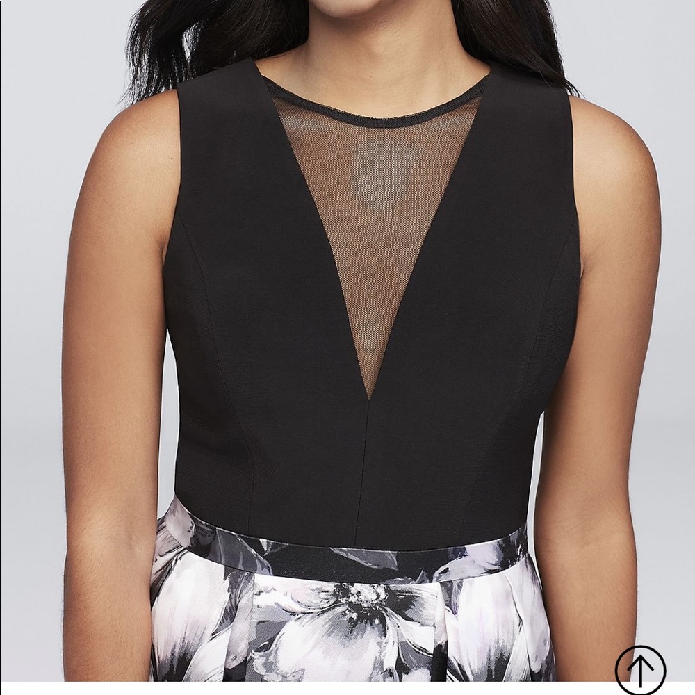 Printed Tank Ball Gown with Illusion Inset